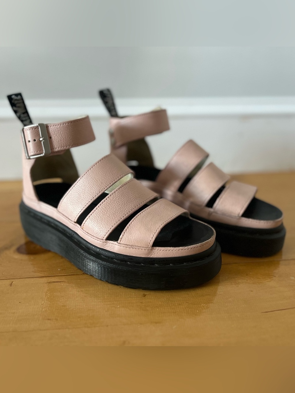 Dr. Martens Blush Pink Leather Platform Sandals
